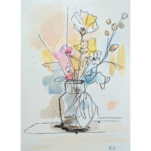 Original Painting Floral in Vase Wall Art Decor - Picture 1 of 2